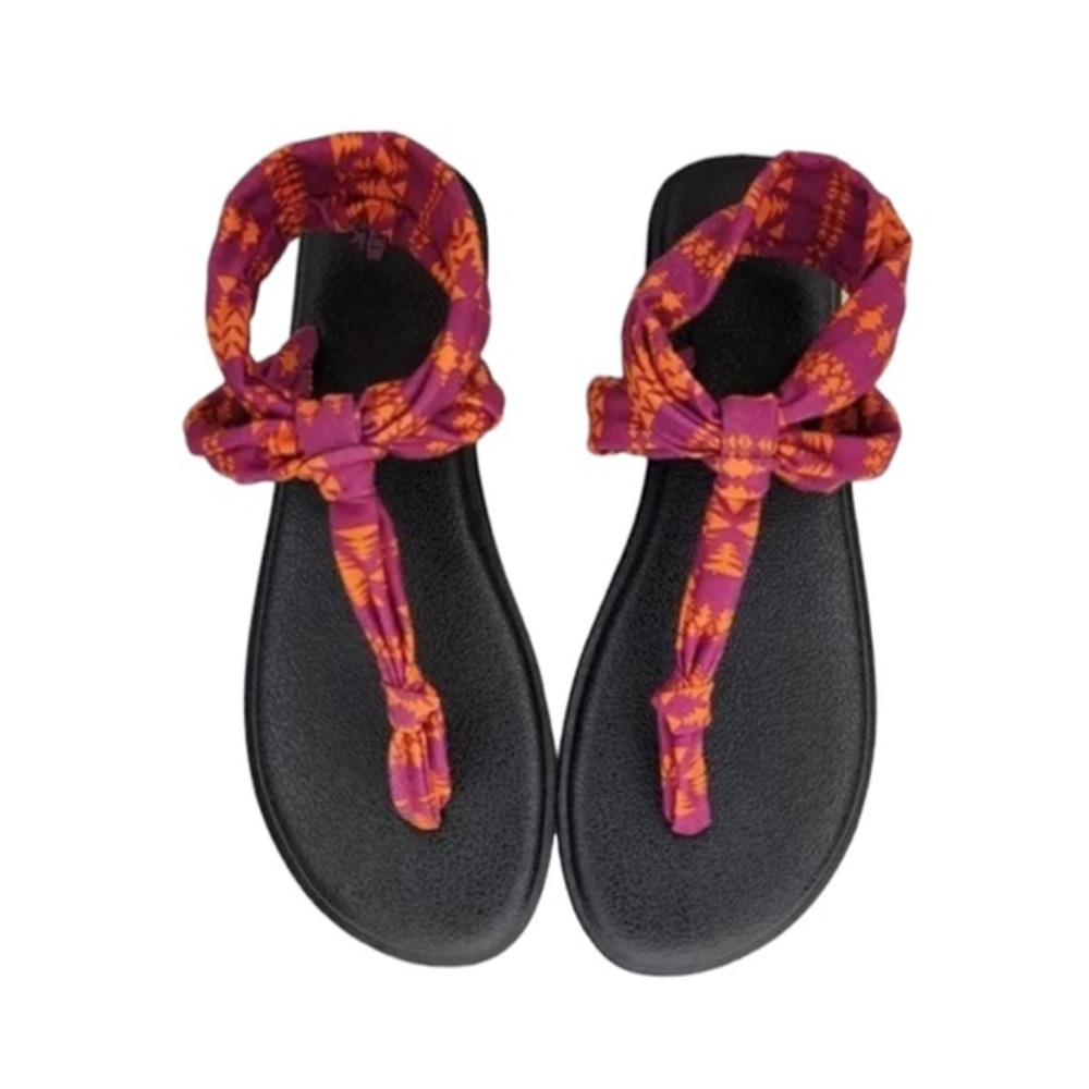 SANUK YOGA SLING ELLA CORAL PRINT TOE POST THONG SANDALS 10